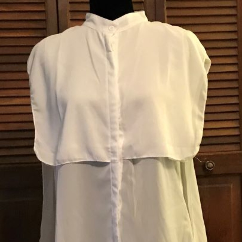 White Layered Sheer Sleeveless Blouse